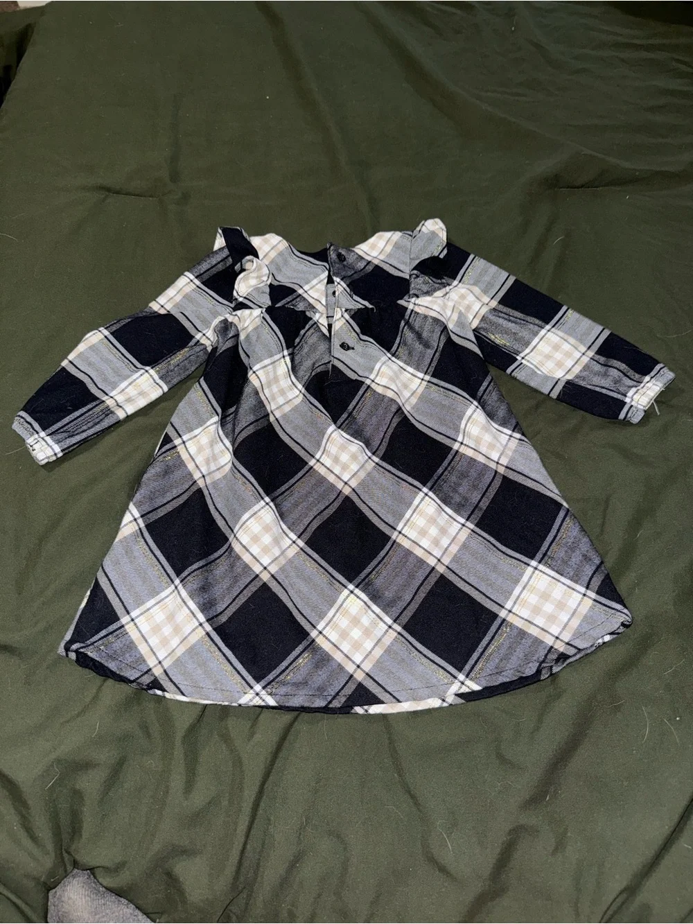 Carter's Fuchsia Quilted Hoodie with Black & Gray Plaid Dress